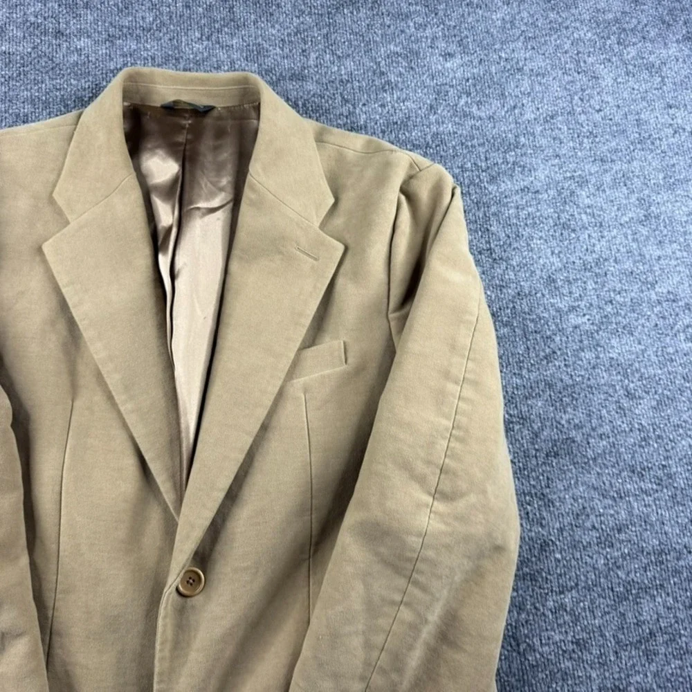 Banana Republic Blazer Men 42R Beige Suede Sport Coat Jacket Suit‎ Cotton Career